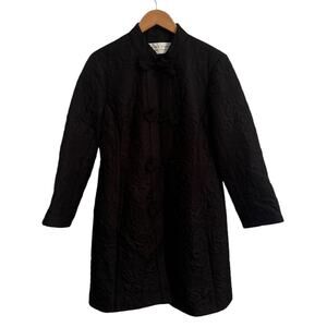 Trina Turk Jacket Women S/M Black 100% Silk Quite Luxury Floral Minimal